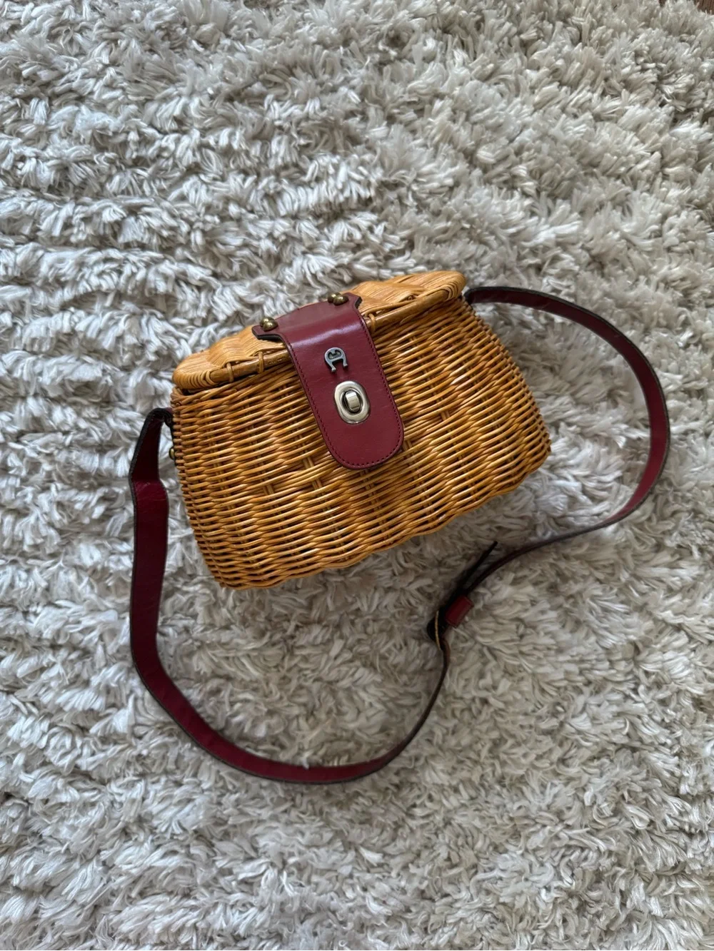 Vintage 1980s Etienne Aigner Woven Fishing Basket